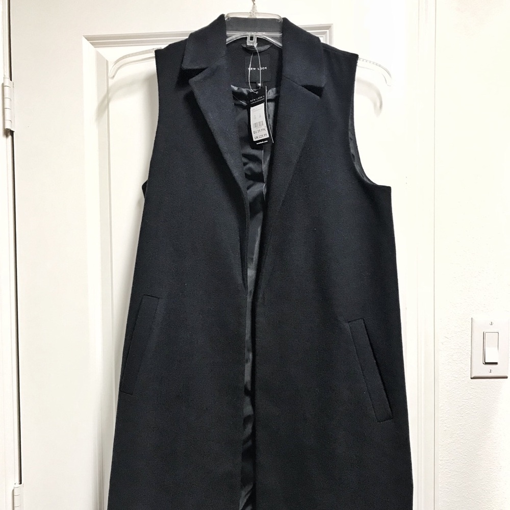 New Look Black Sleeveless Coat Vest